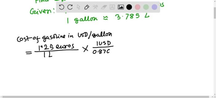 Solved per liter euros gasoline sells city answer problem been has