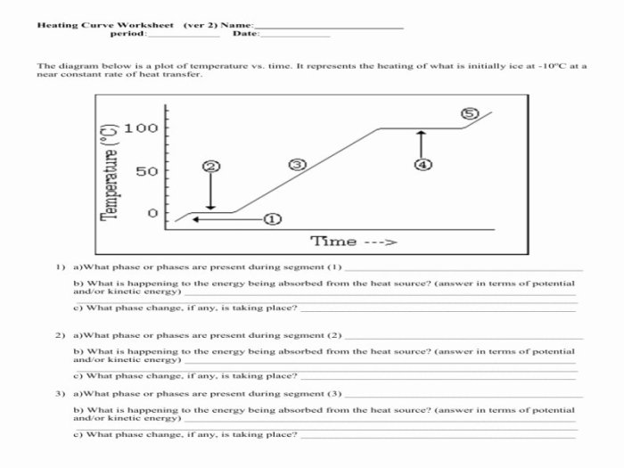 Heating curve worksheet 2 answer key