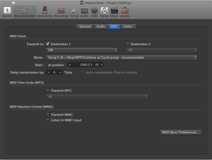 Midi sync combines what two types of sync