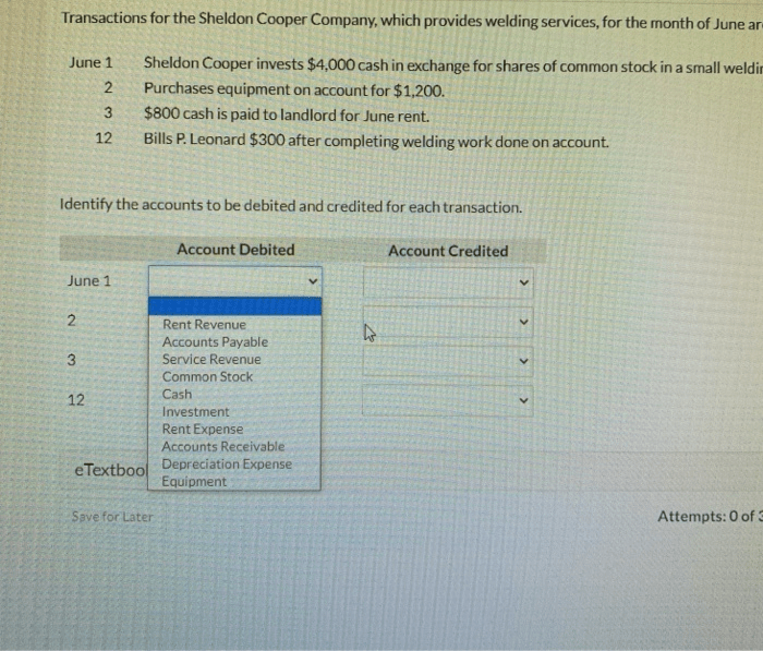 Transactions for the sheldon cooper company