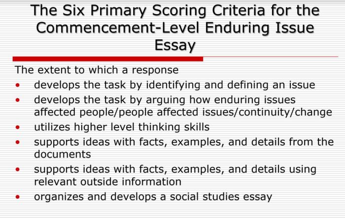 Enduring essay issue