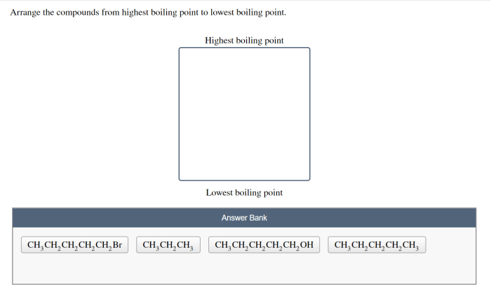 Point boiling compounds arrange highest lowest solved transcribed problem text been show has